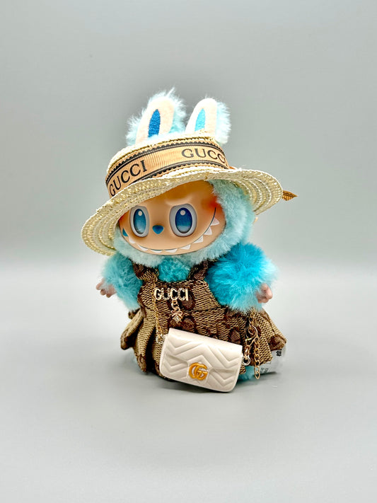 Labubu Designer Clothing Set - GG Inspired (Monogram) with Hat & Purse